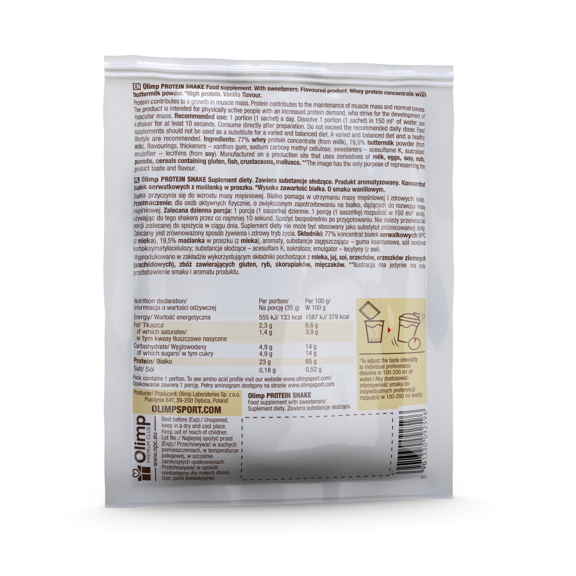 Protein supplement protein concentrate - WPC Olimp sachets 35 g vanilla flavor Expiration date at least six months from the date of purchase