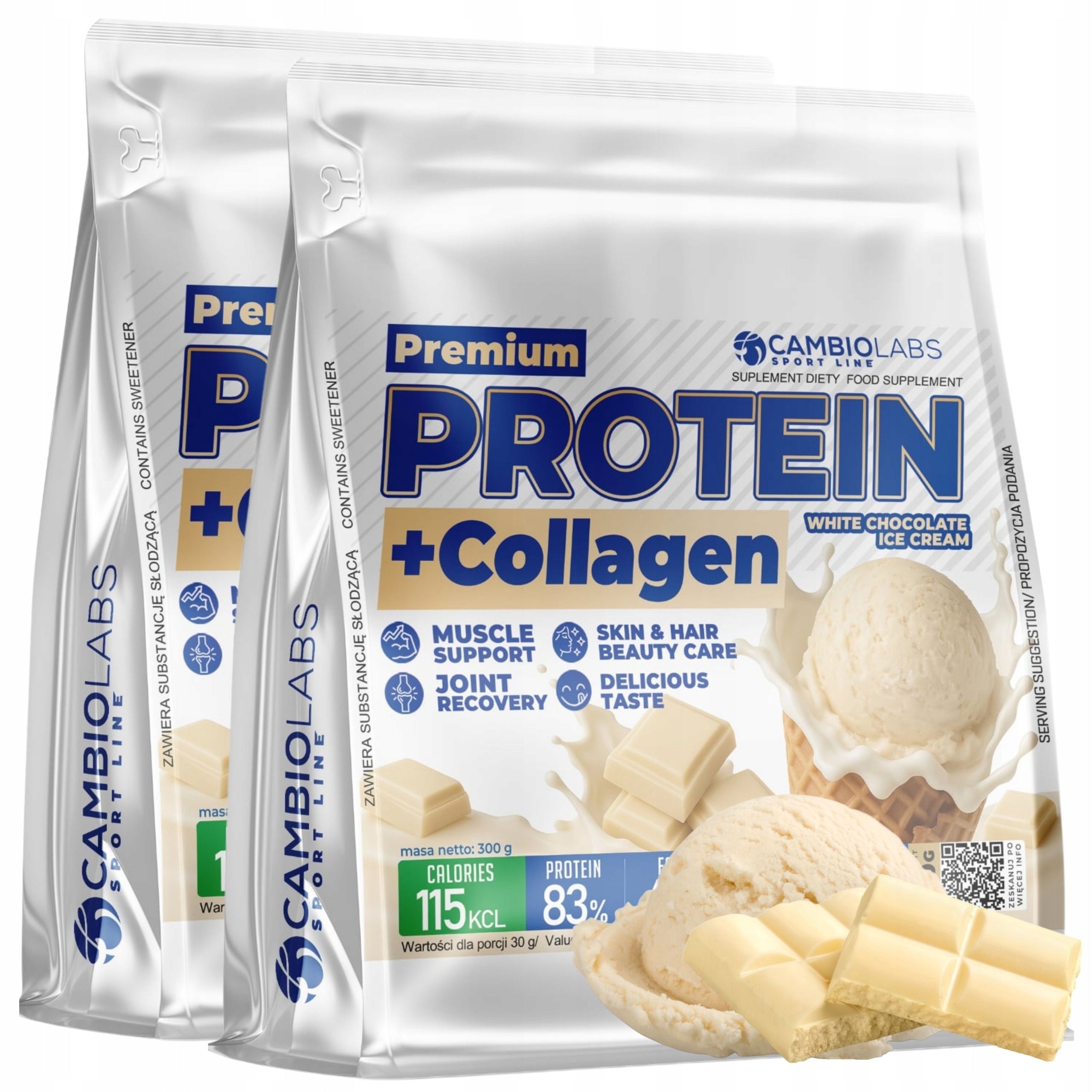 Protein with Collagen Powder Whey Protein White Chocolate 2 x 300g