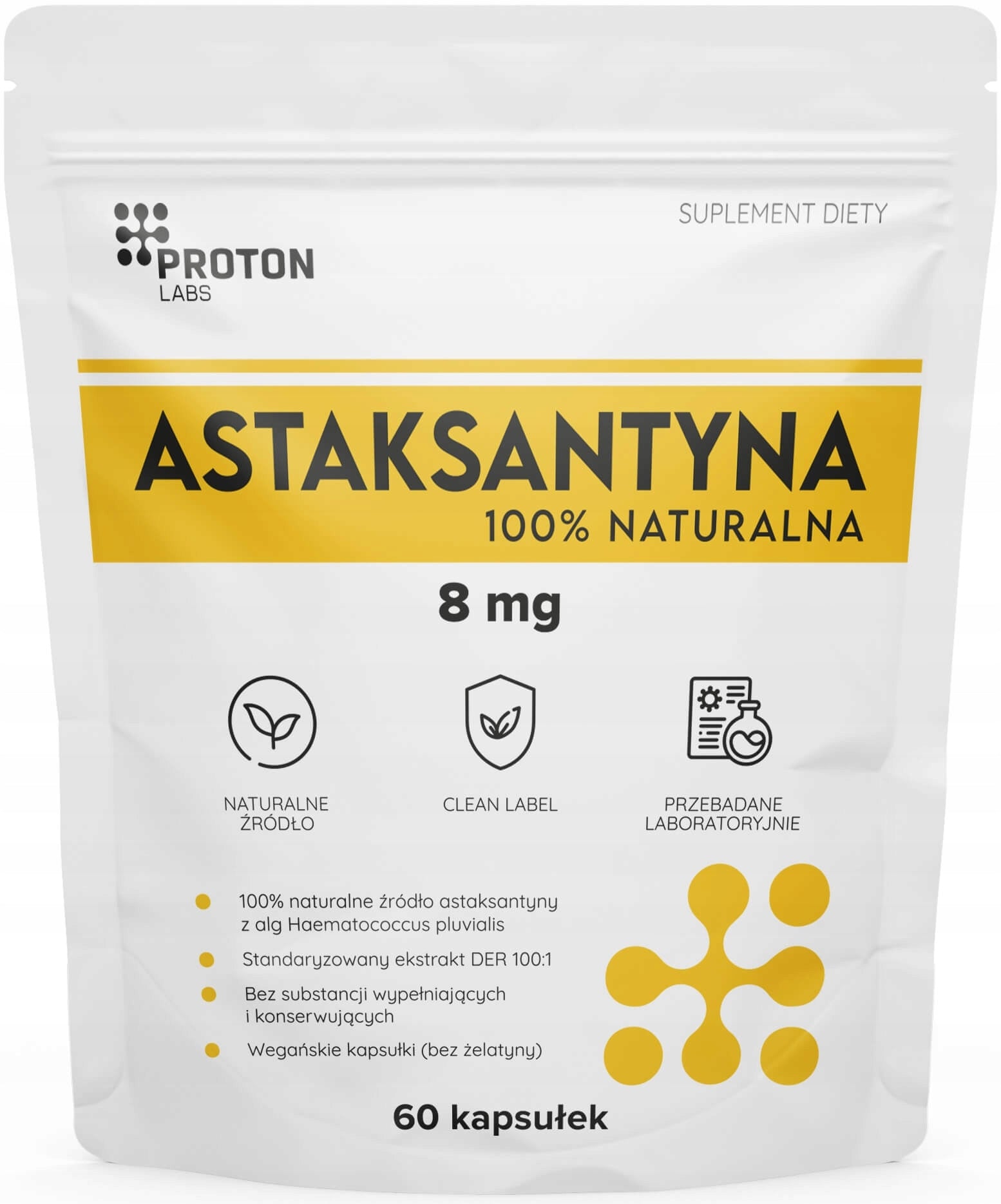 Proton Labs ASTAXANTHIN 8mg 100% Natural with ALG 60 Capsules Antioxidant