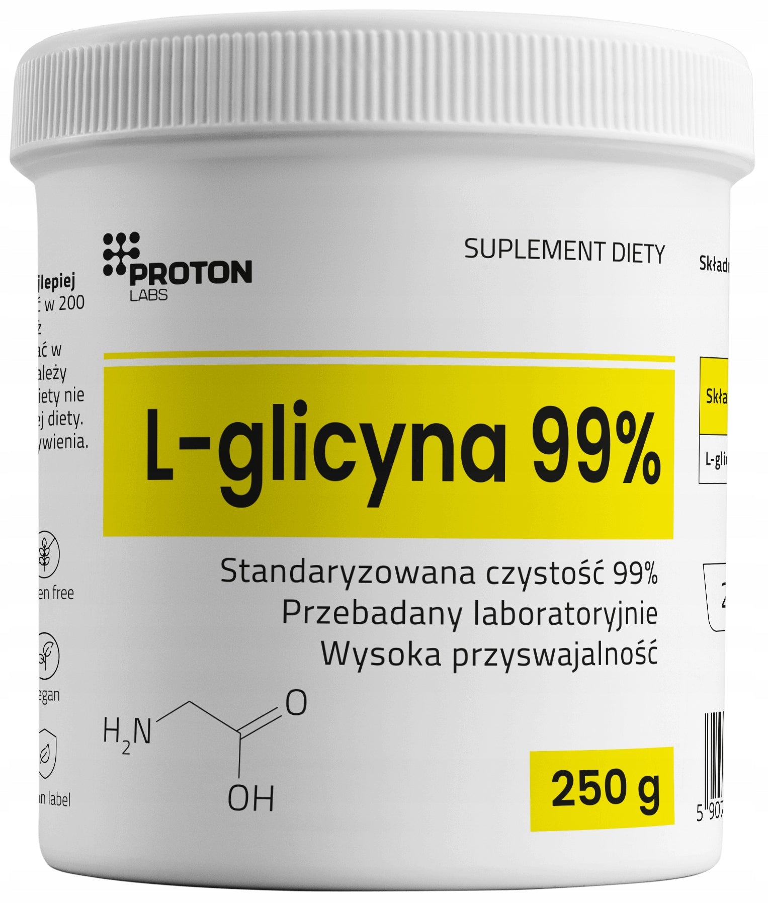 Proton Labs GLYCINE 99% Pure Powder L-Glycine SEN Amino Acid 250g