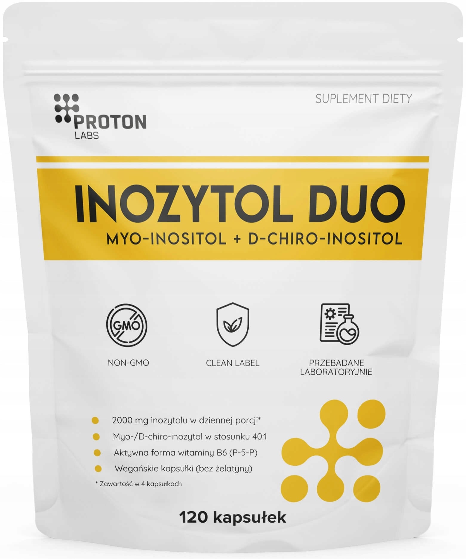 Proton Labs INOZYTOL DUO Myo & D-Chiro + wit B6 120 kaps PCOS STRESS MOOD