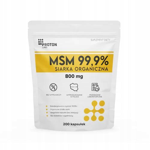 Proton Labs MSM 99,9% Organic Sulfur 800 mg, joints, muscle, 200 kaps.