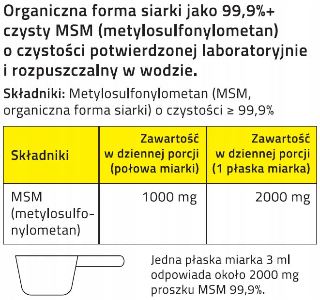 Proton Labs MSM 99,9% PURE Organic Sulfur Pure Powder 250g FOR JOINTS EAN (GTIN) 5904209824922