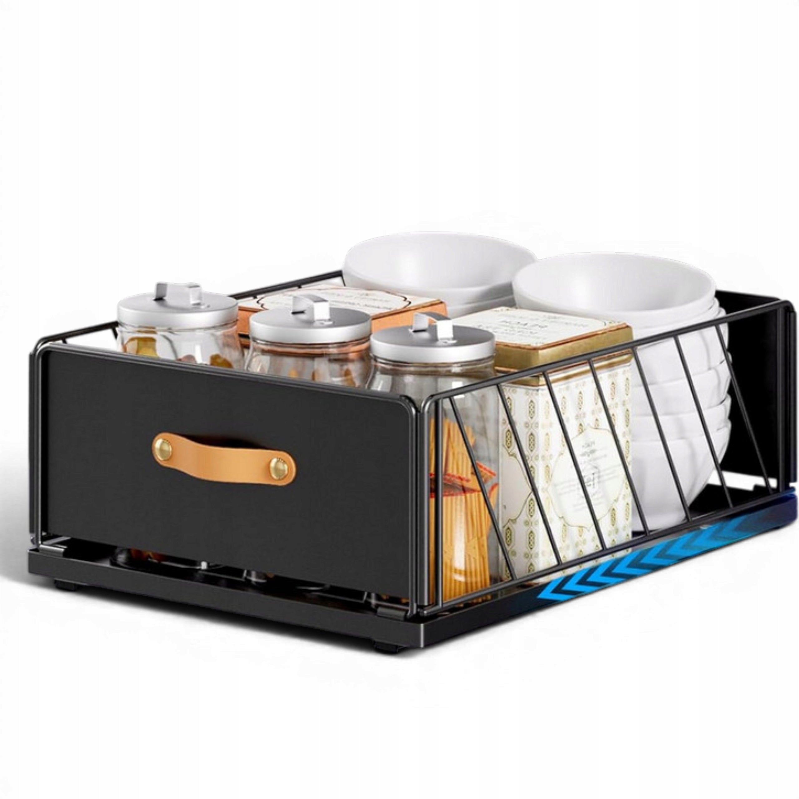 Pull-out drawer for kitchen cabinet organizer without drilling 30x40x15