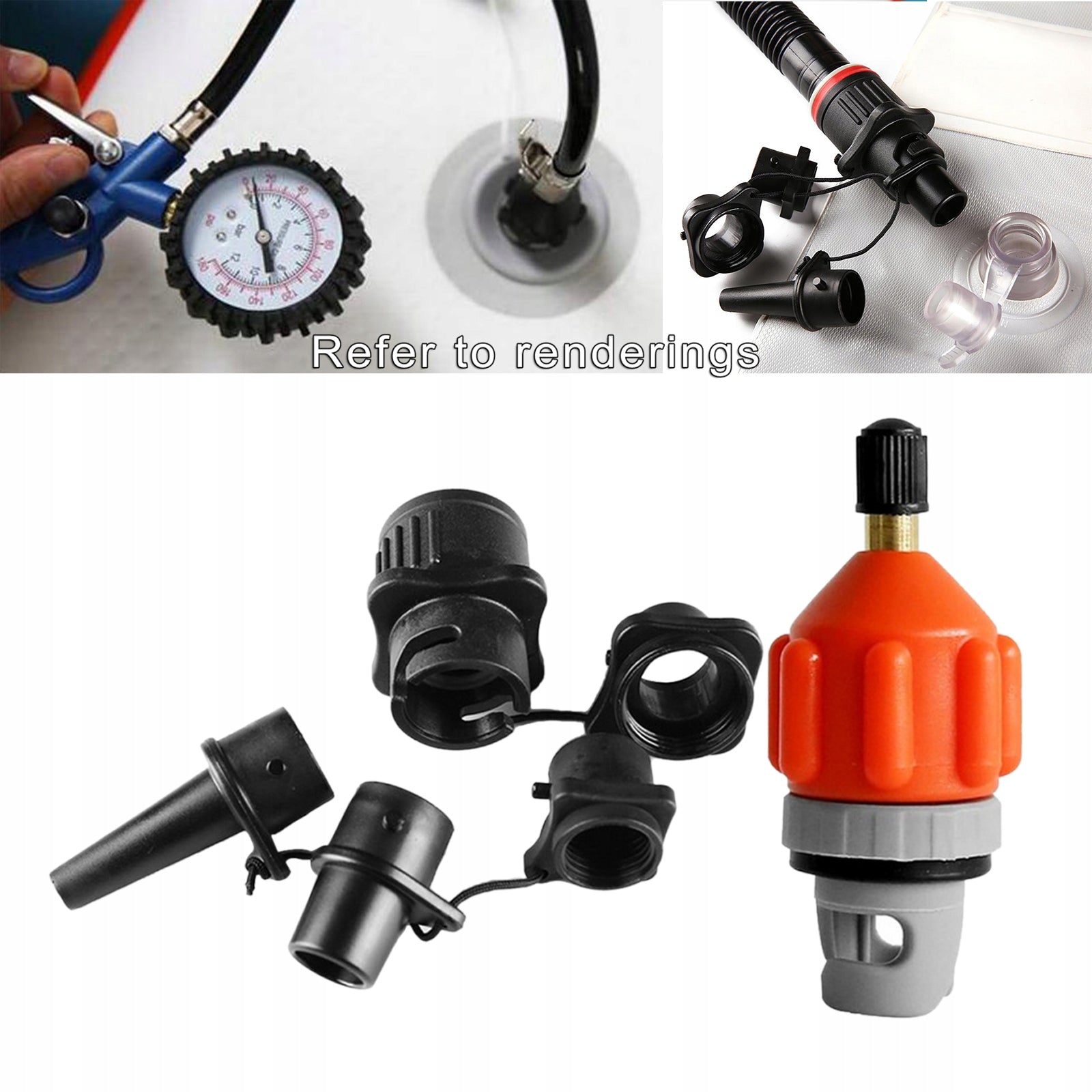 Pump Adaptor, Air Valve Converter,Air Pump Adapter with Nozzles for Orange Length 5 cm