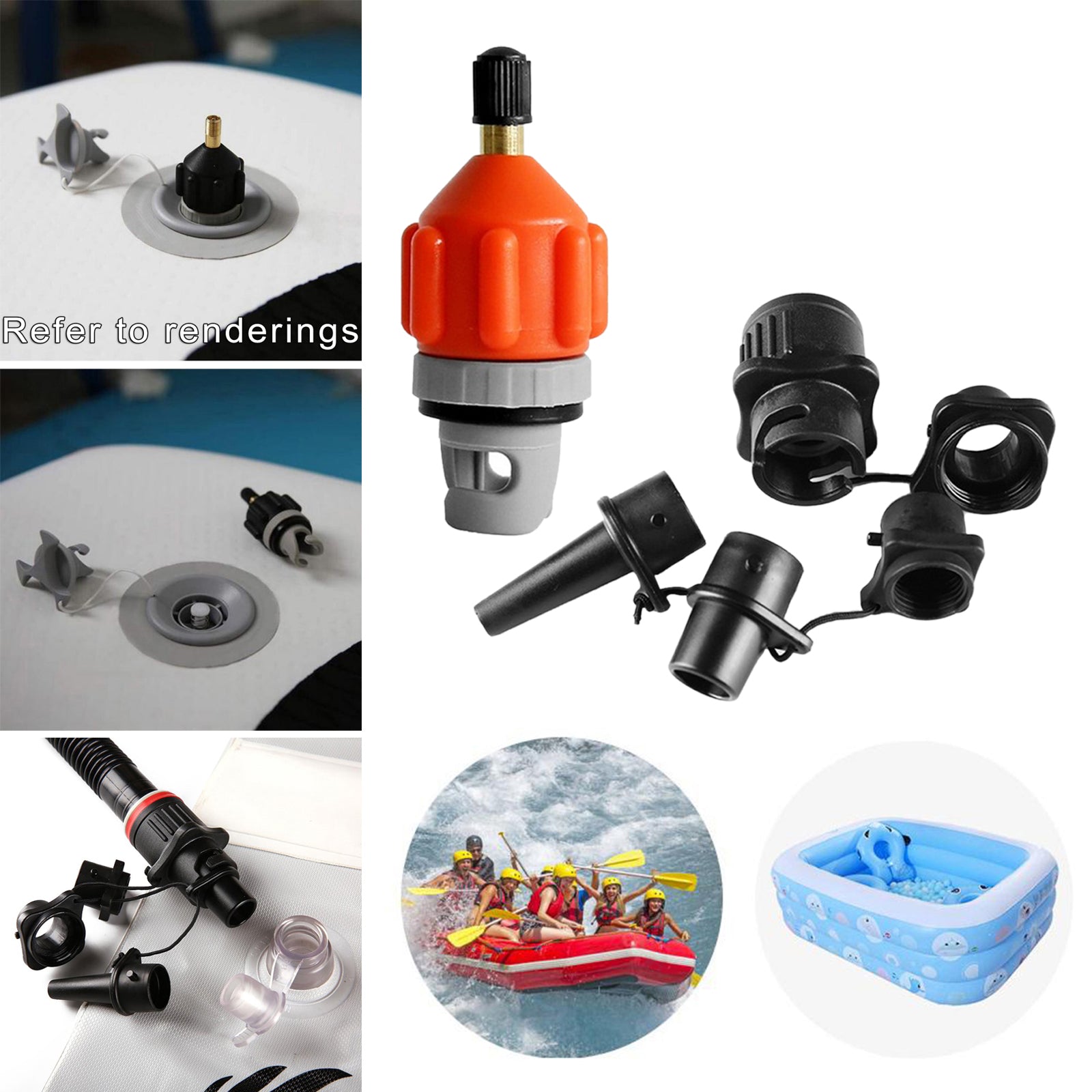 Pump Adaptor, Air Valve Converter,Air Pump Adapter with Nozzles for Orange Model Kajak Dinghy Ponton Nadmuchiwany Łóżko Kajak