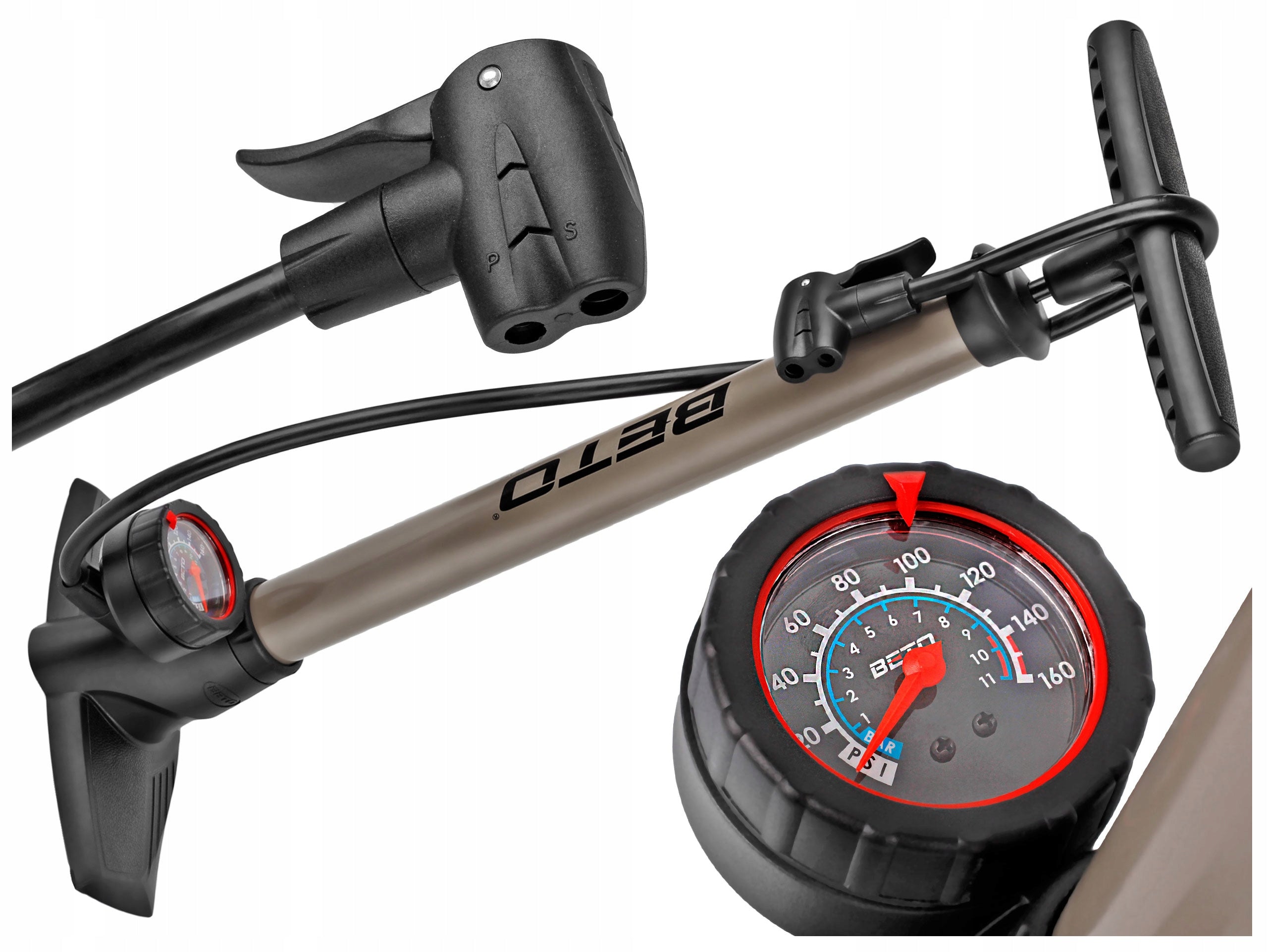 Pump Beto 151 titanium floor 2 bicycle steel heads