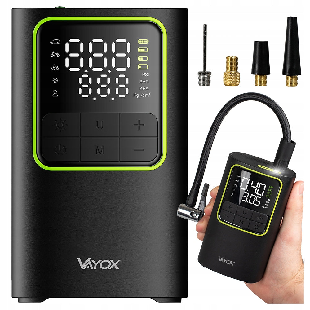 Pump for bicycle balls compressor 10,3 BAR for tires powerbank 4000mAh, Vayox Packaging status original