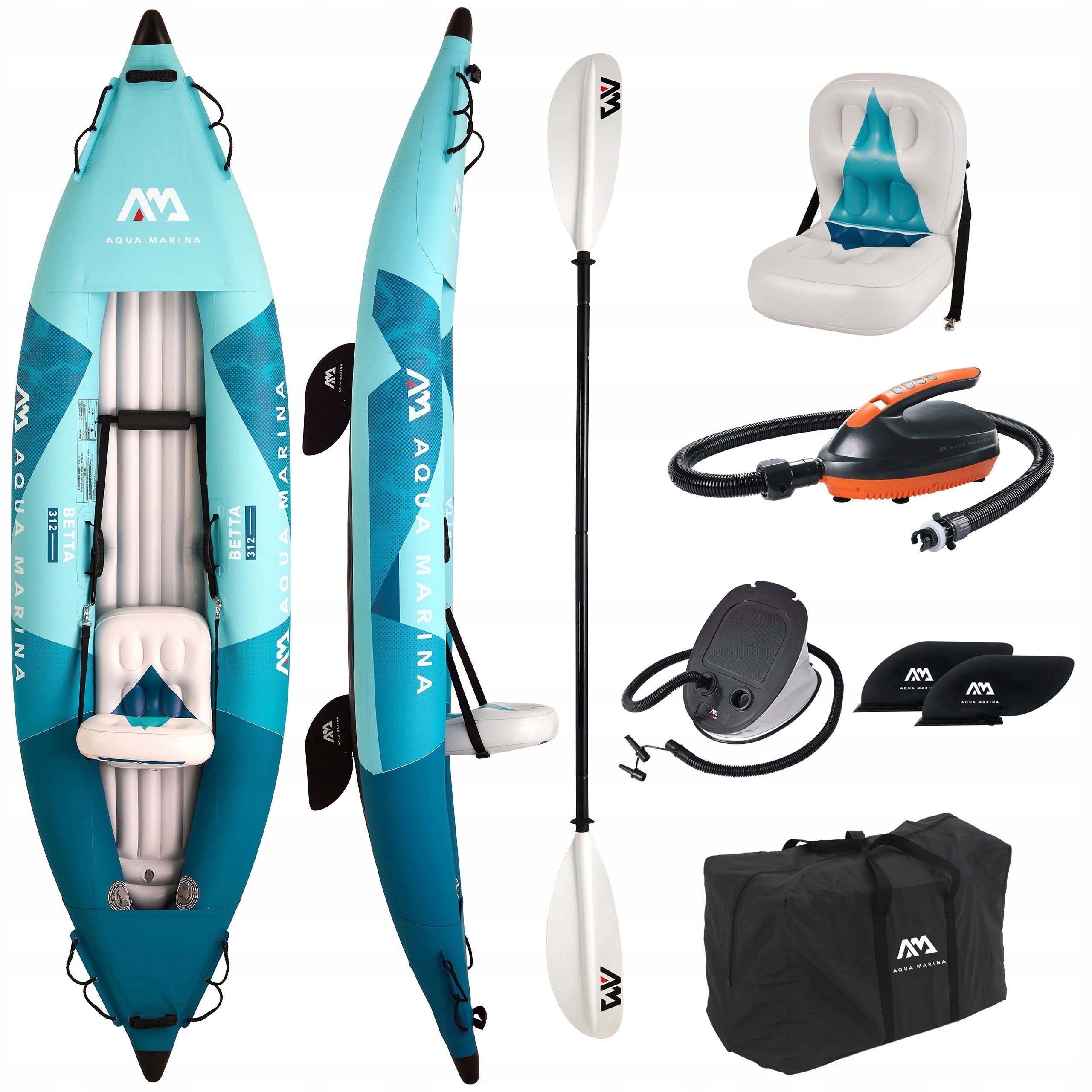 Pumped kayak Aqua Marina Betta 312 Blue 2026 1-seater + Pump EP-T16