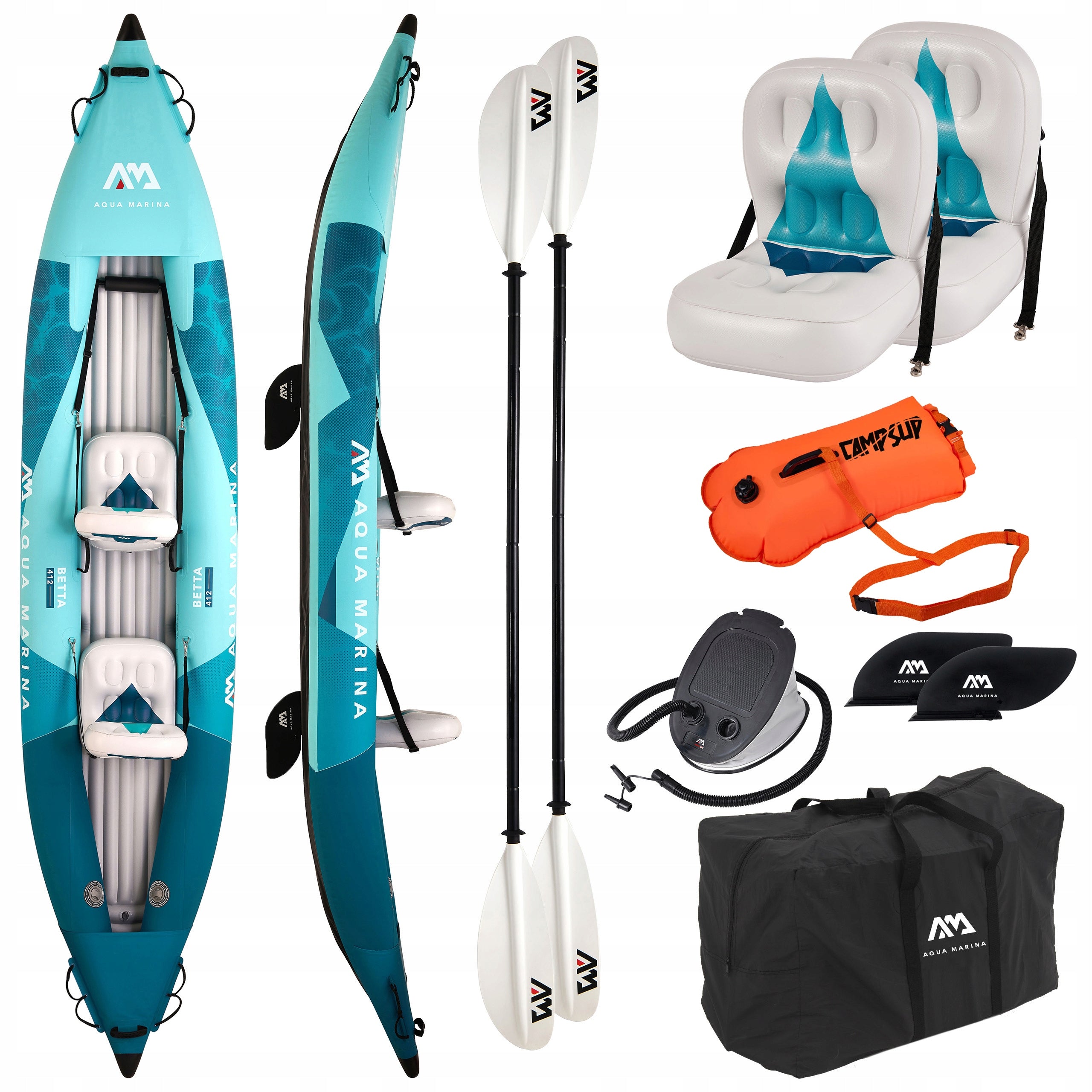 Pumped kayak Aqua Marina Betta 412 Blue 2026 2-person + Inflatable buoy