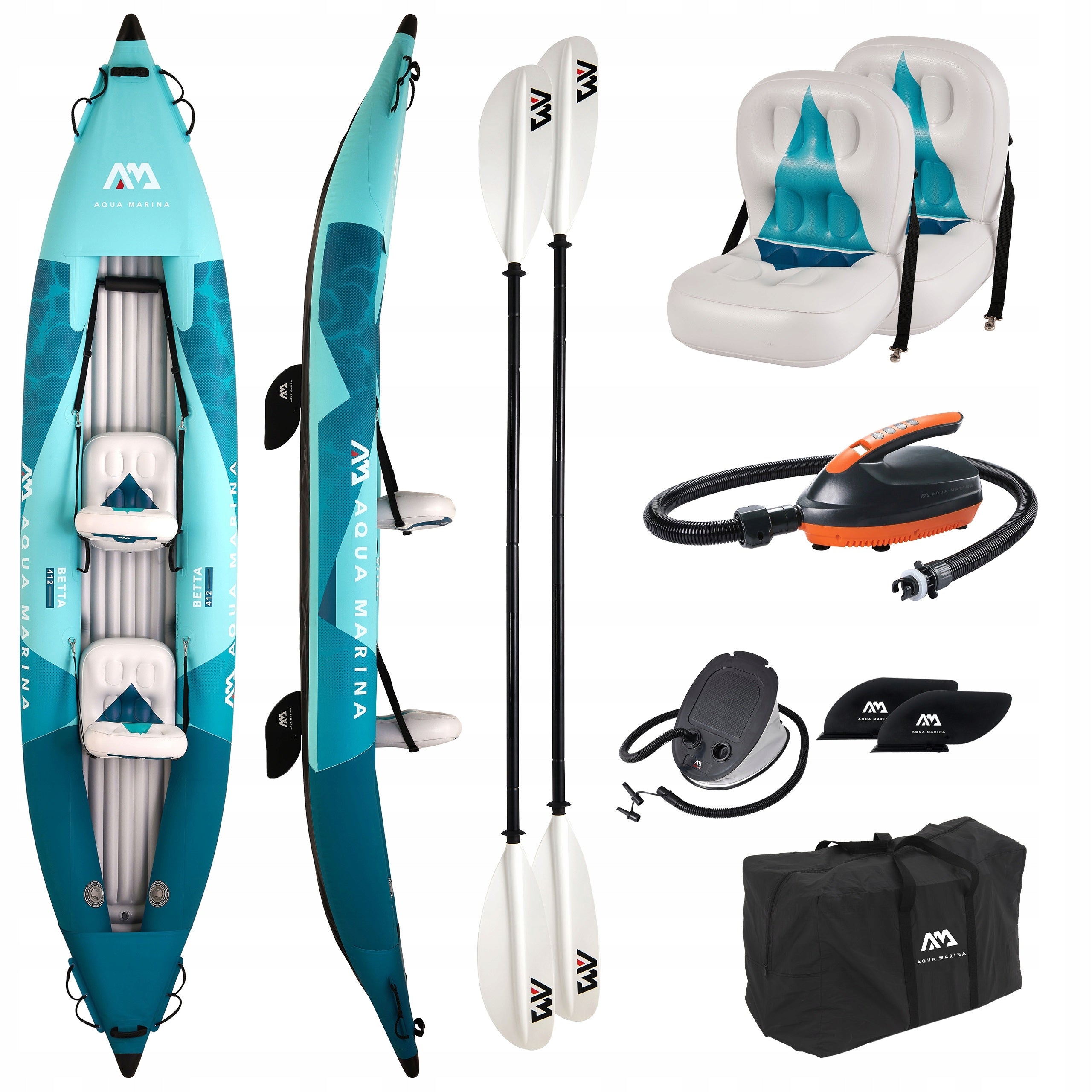 Pumped kayak Aqua Marina Betta 412 Blue 2026 2-seater + Pump EP-T16