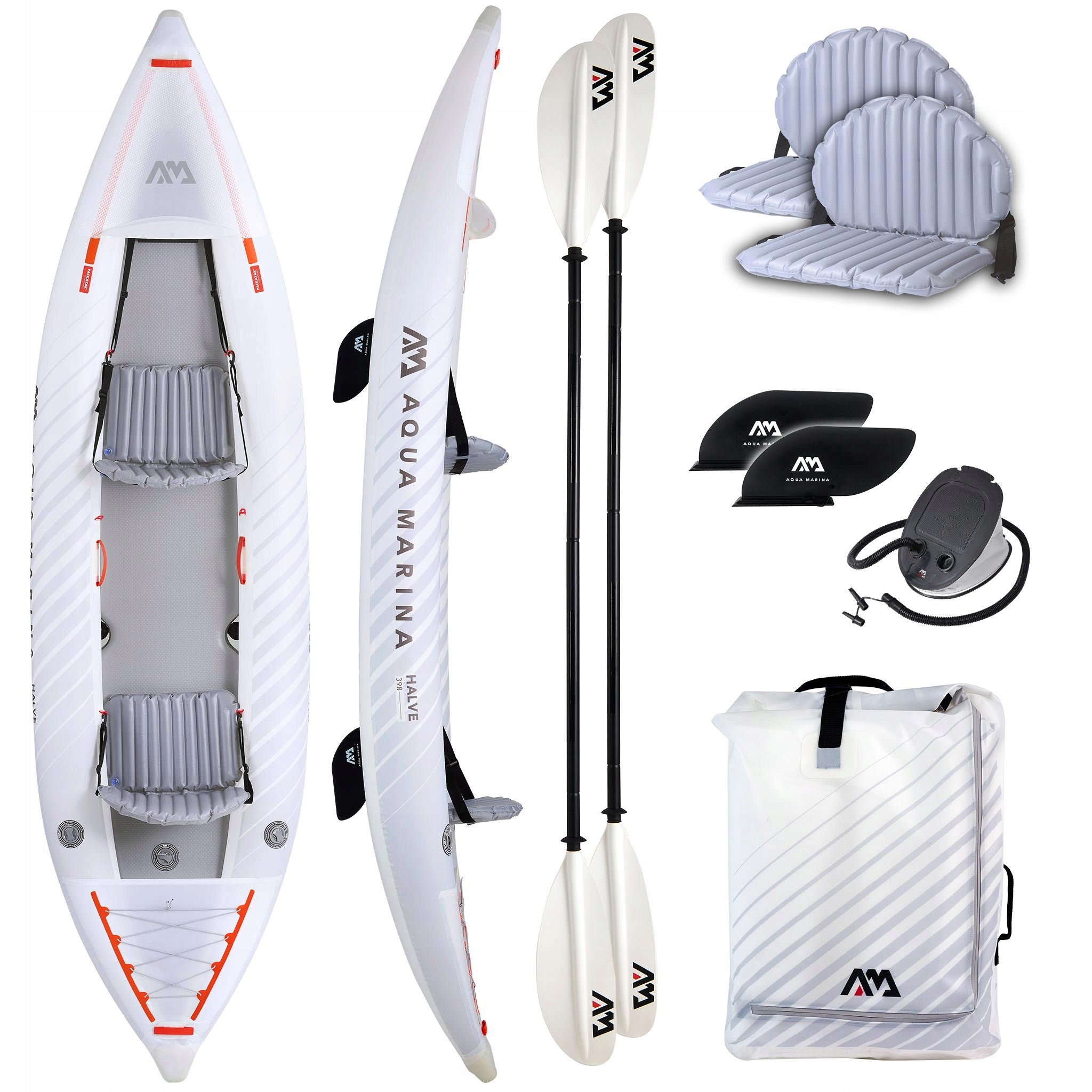 Pumped kayak Aqua Marina Halve 13'1" 398 x 98 CM 180 KG 2-person + 2 x KP-1