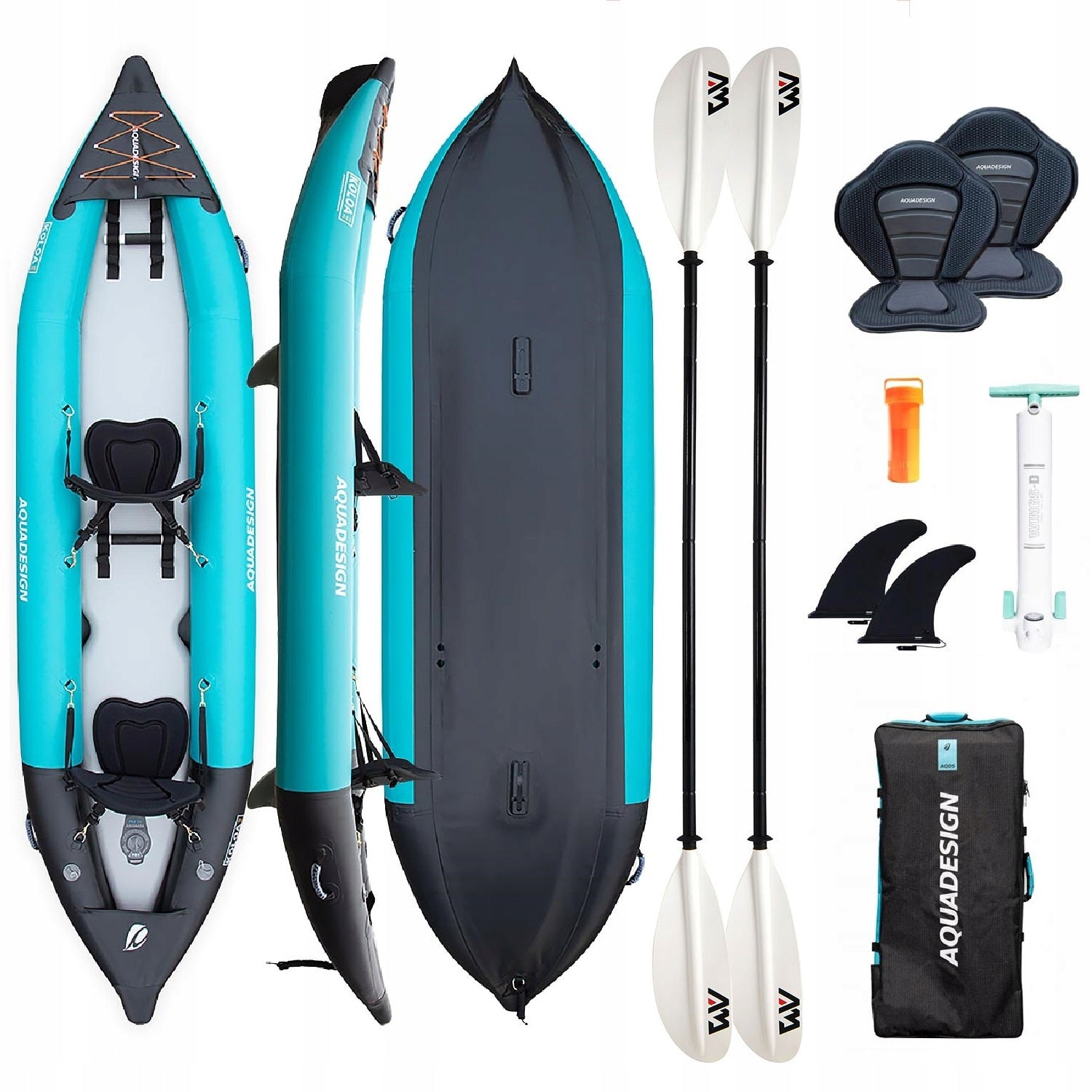 Pumped kayak Aquadesign Koloa 360 cm 2-person 210 kg + 2x Paddle KP-1