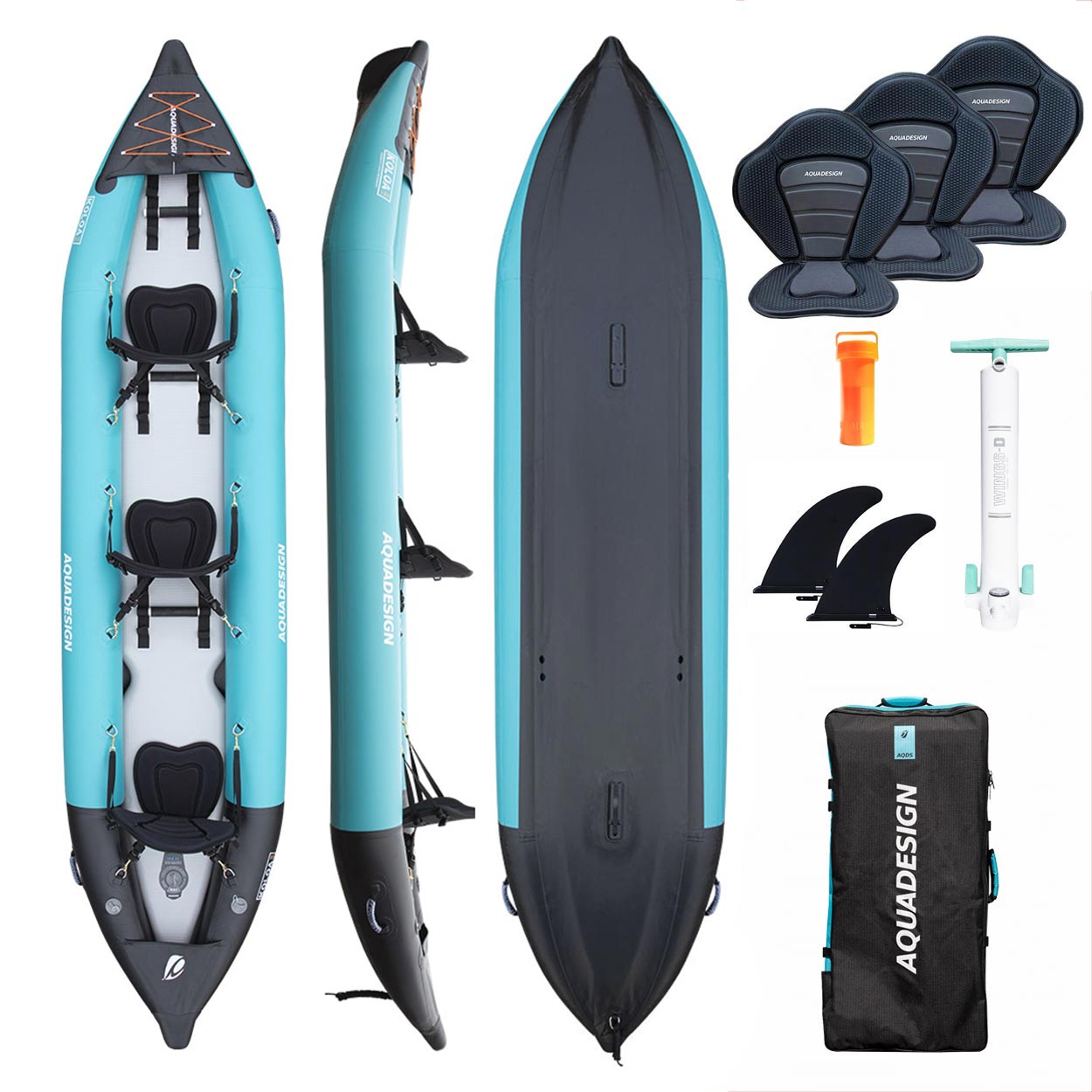 Pumped kayak Aquadesign Koloa 400 cm 3-person