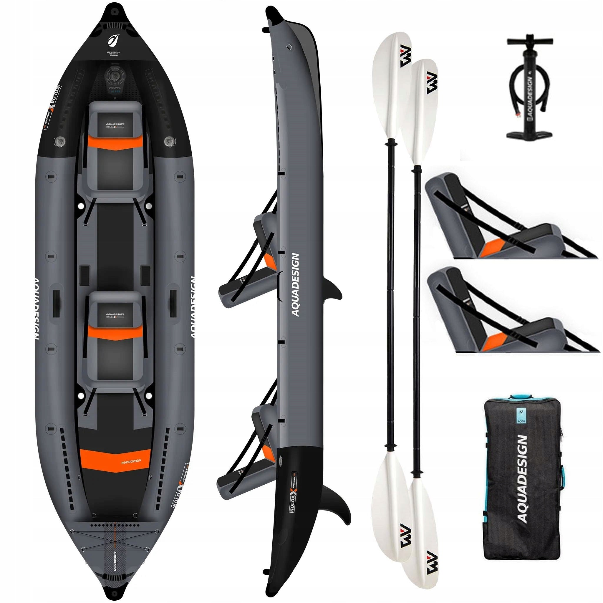 Pumped kayak Aquadesign Koloa X'PERIENCE 360 cm +2x kayak paddle KP-1