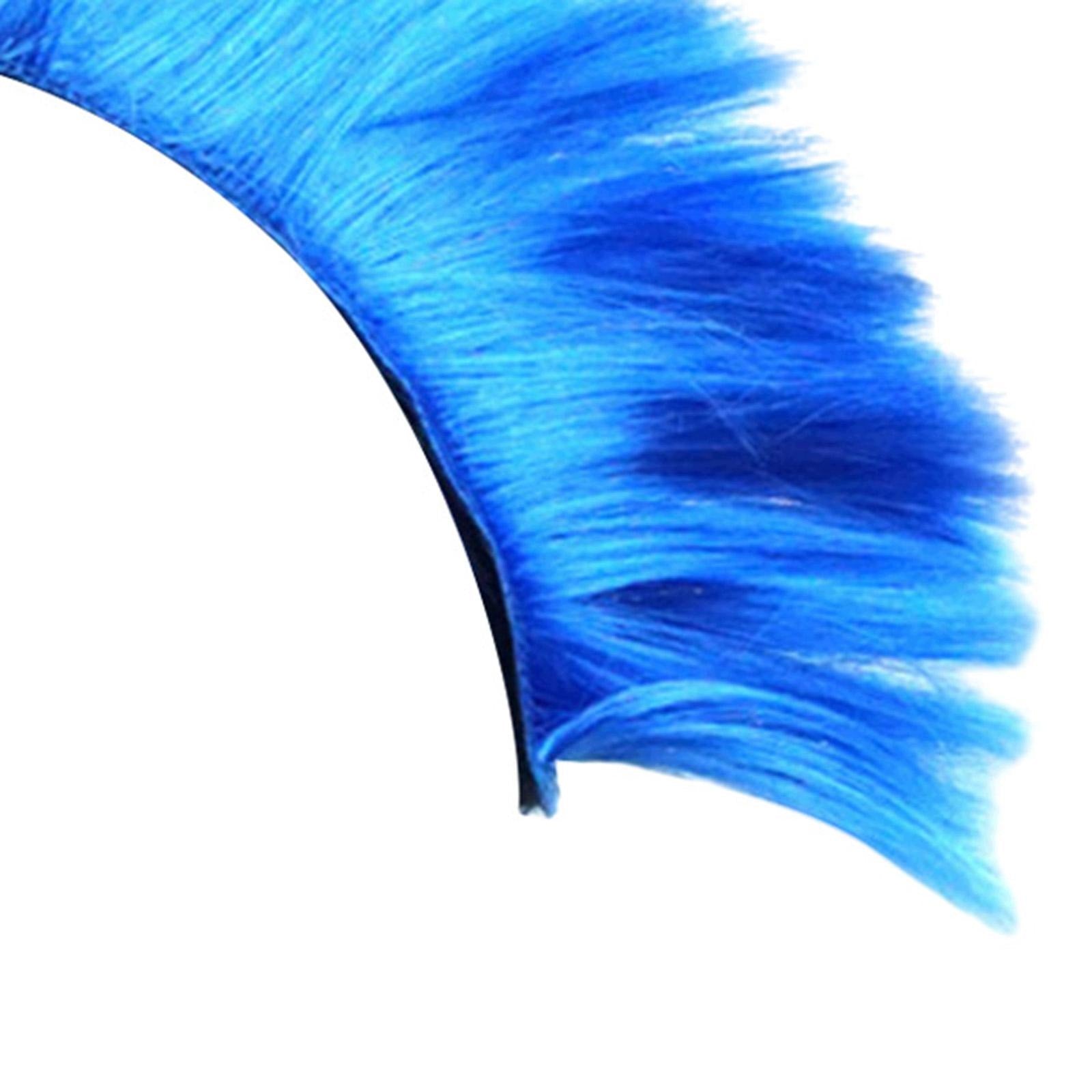 Punk Hair Wig Helmet Wigs Motorcycle Hairpiece Skinhead Wig Hair Bun Blue Manufacturer no brand