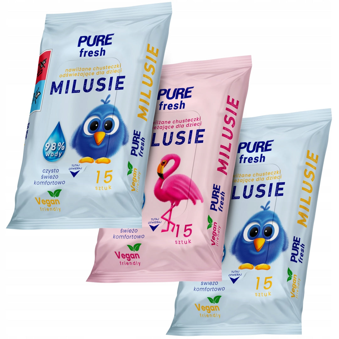 Pure Fresh Milusie Moisturized Refreshing Wipes for Children 15 pcs x3