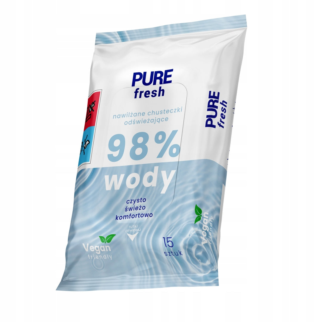 Pure Fresh Moisturized Wipes Refreshing 98% Water 15 Pack x3 Brand no brand