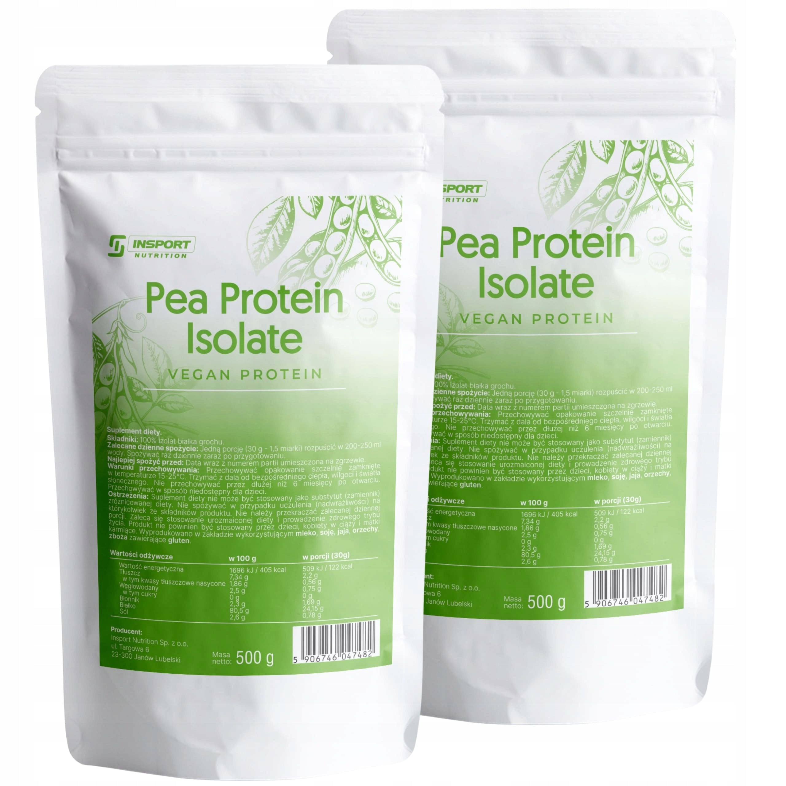 Pure PEA PROTEIN Isolate 500g VEGAN Protein Supplement | INSPORT