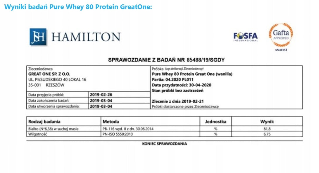 Pure Whey 80 Protein 700g CAFFE LATTE Expiration date up to 2 weeks after the purchase date