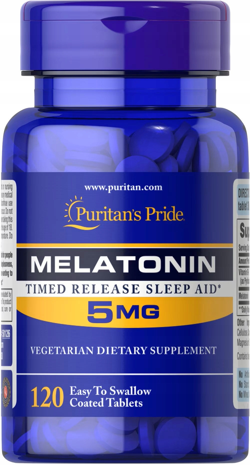 Puritan's Pride Melatonin with Vitamin B6 5mg 120 Tablets