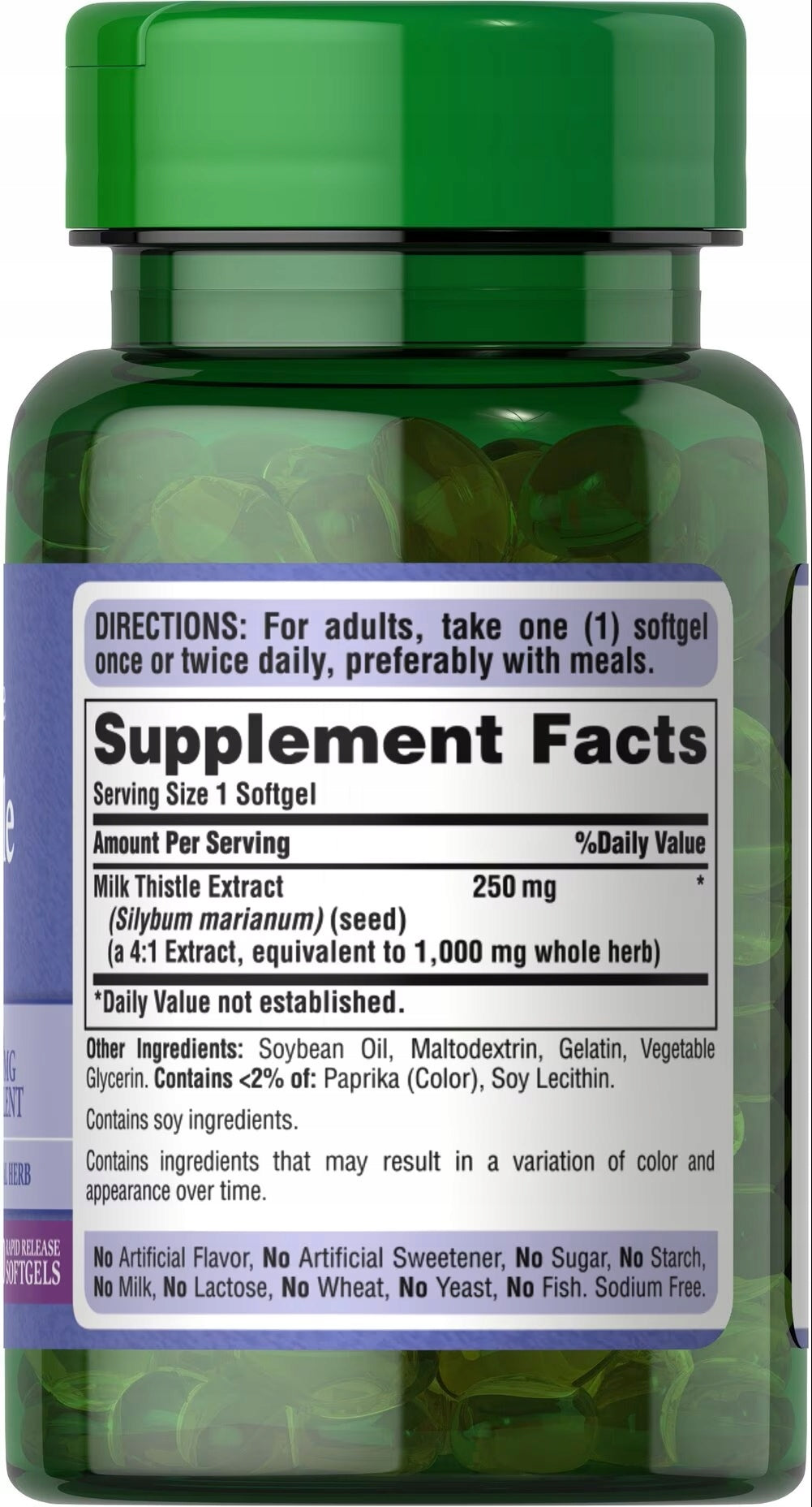 Puritans Pride Milk Thistle Extract 1000 mg 180 caps THIStle Silimarin Weight 100 g