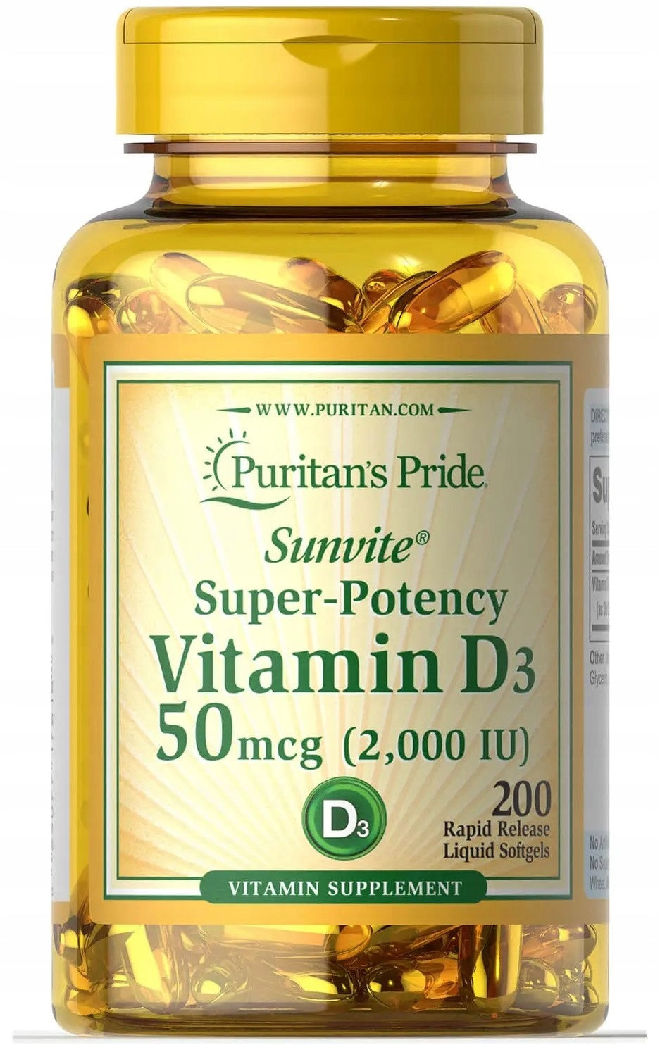 Puritans Pride Vitamin D3 2000 IU 200 softgels