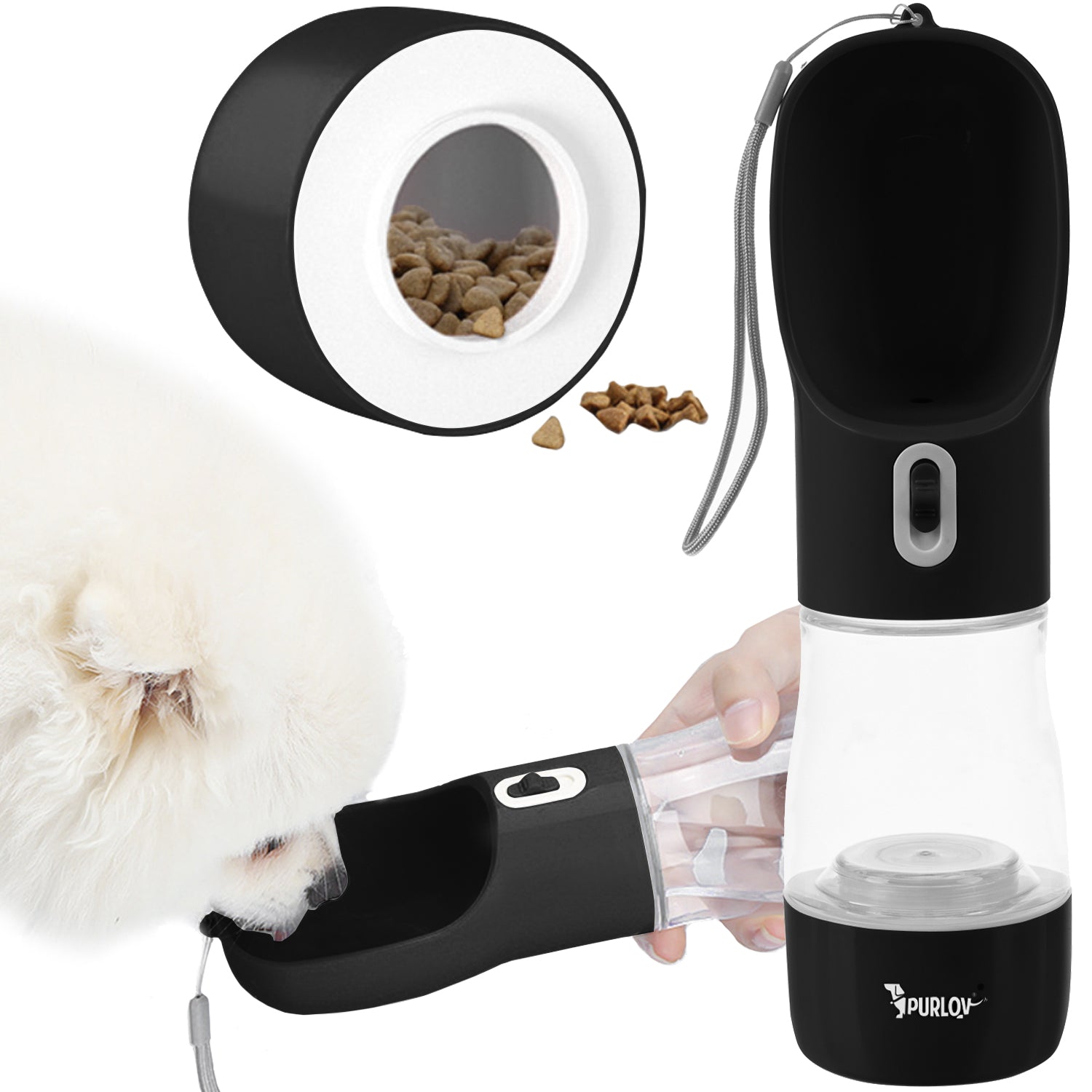 Purlov Bottle travel water bottle drinker with dog bowl for travel walk