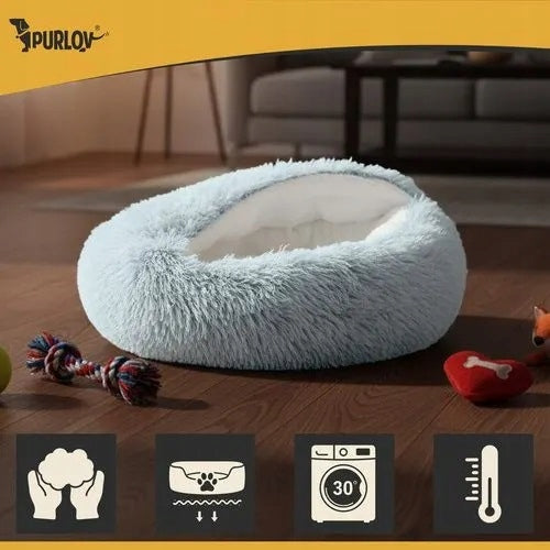 Purlov Dog cat bed S soft fluffy 44x38 cm with canopy Brand Purlov