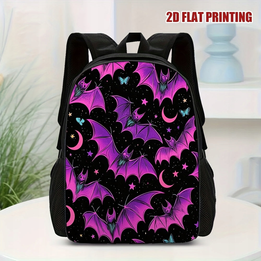 Purple Bat Moon Backpack for Daily Commuting and Teenagers