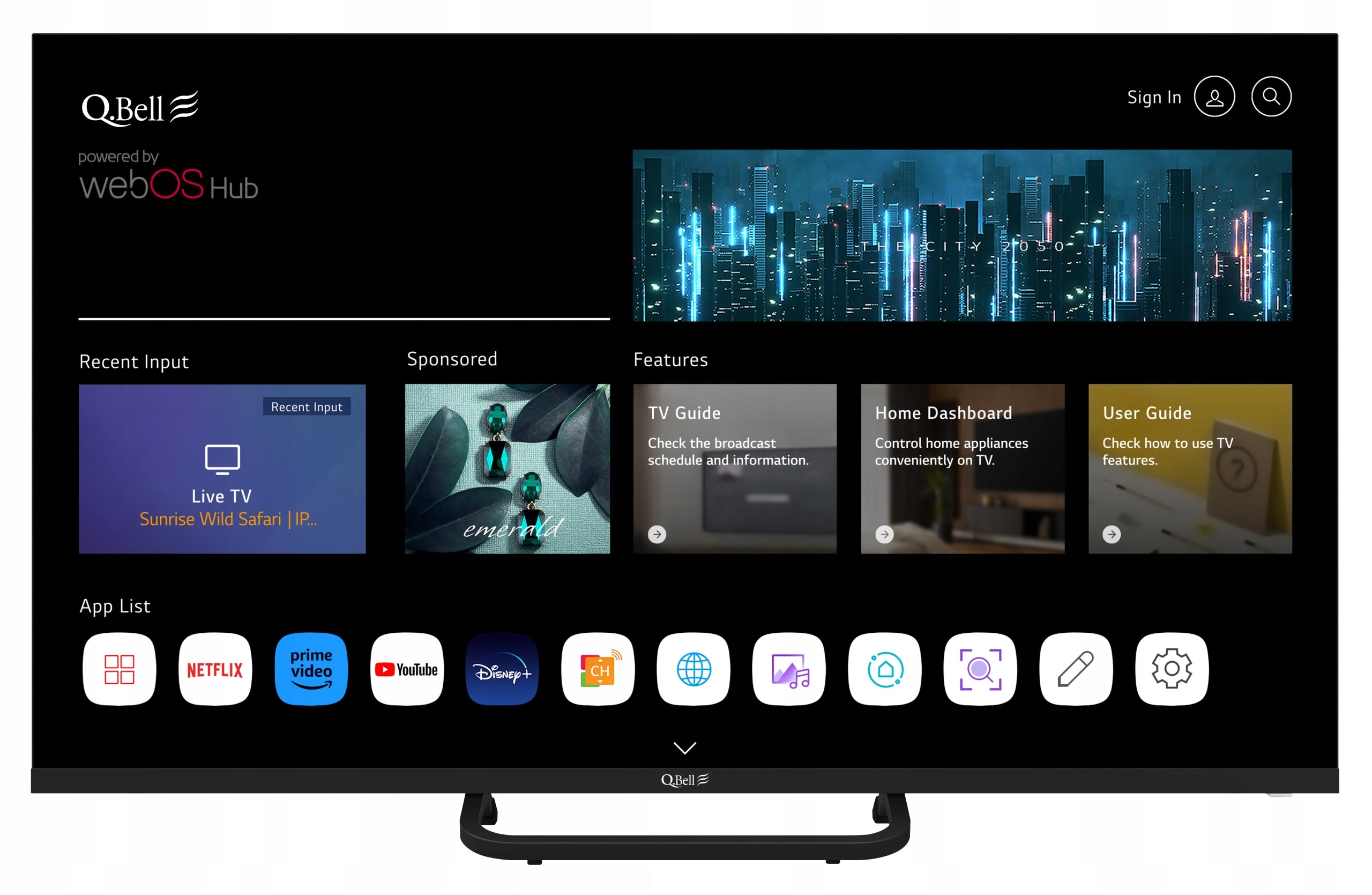 Q.Bell 50” 4K UHD webOS|Dolby Audio|3x HDMI ARC|Wi-Fi|Bluetooth! Manufacturer code QT50UWF9A