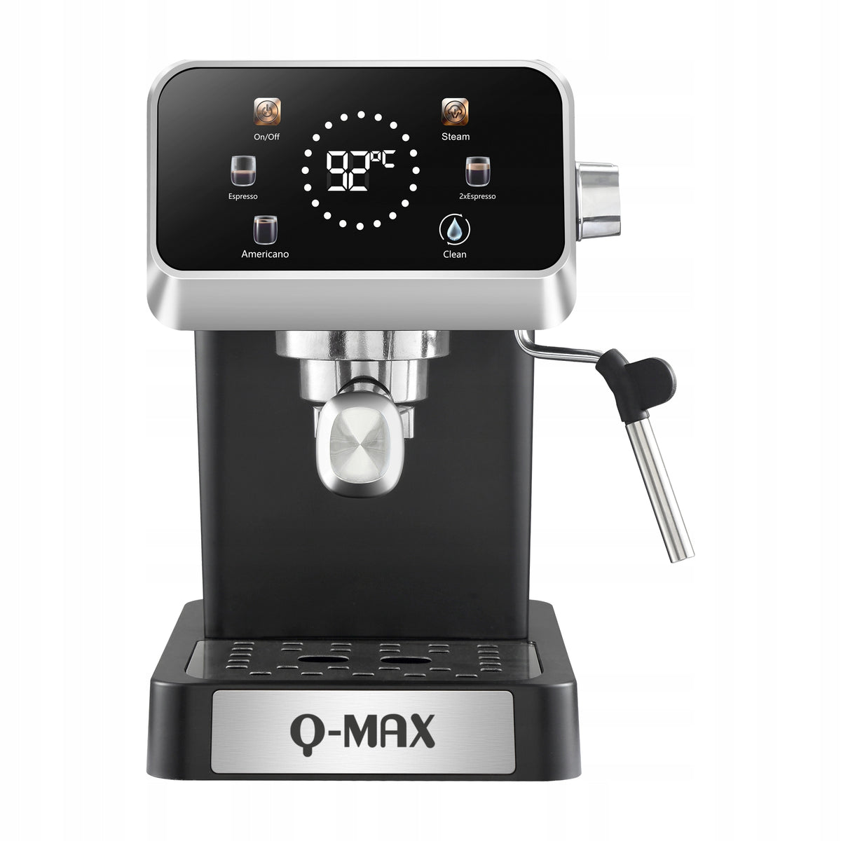 Q-Max Espresso Machine for Coffee with Display 20 Bar Espresso Black