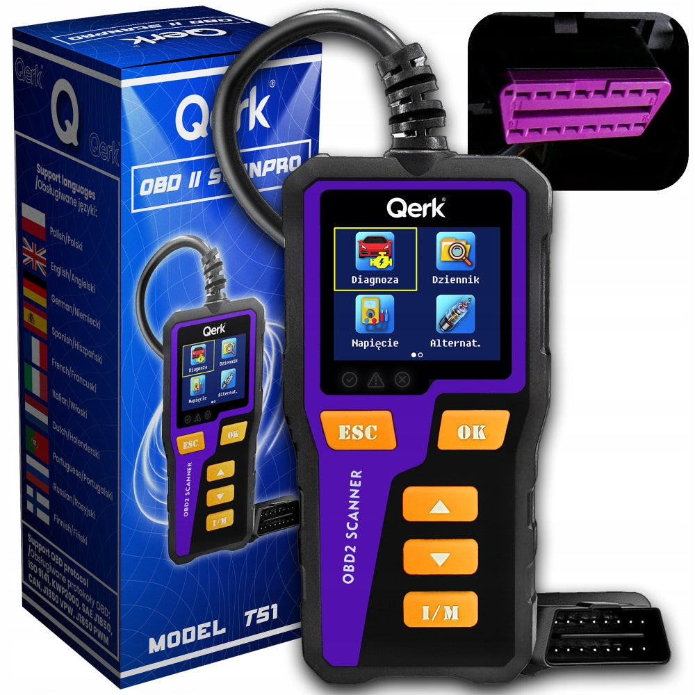 QERK T51 OBD2 DIAGNOSTIC INTERFACE BATTERY TESTER POLISH OBD MENU