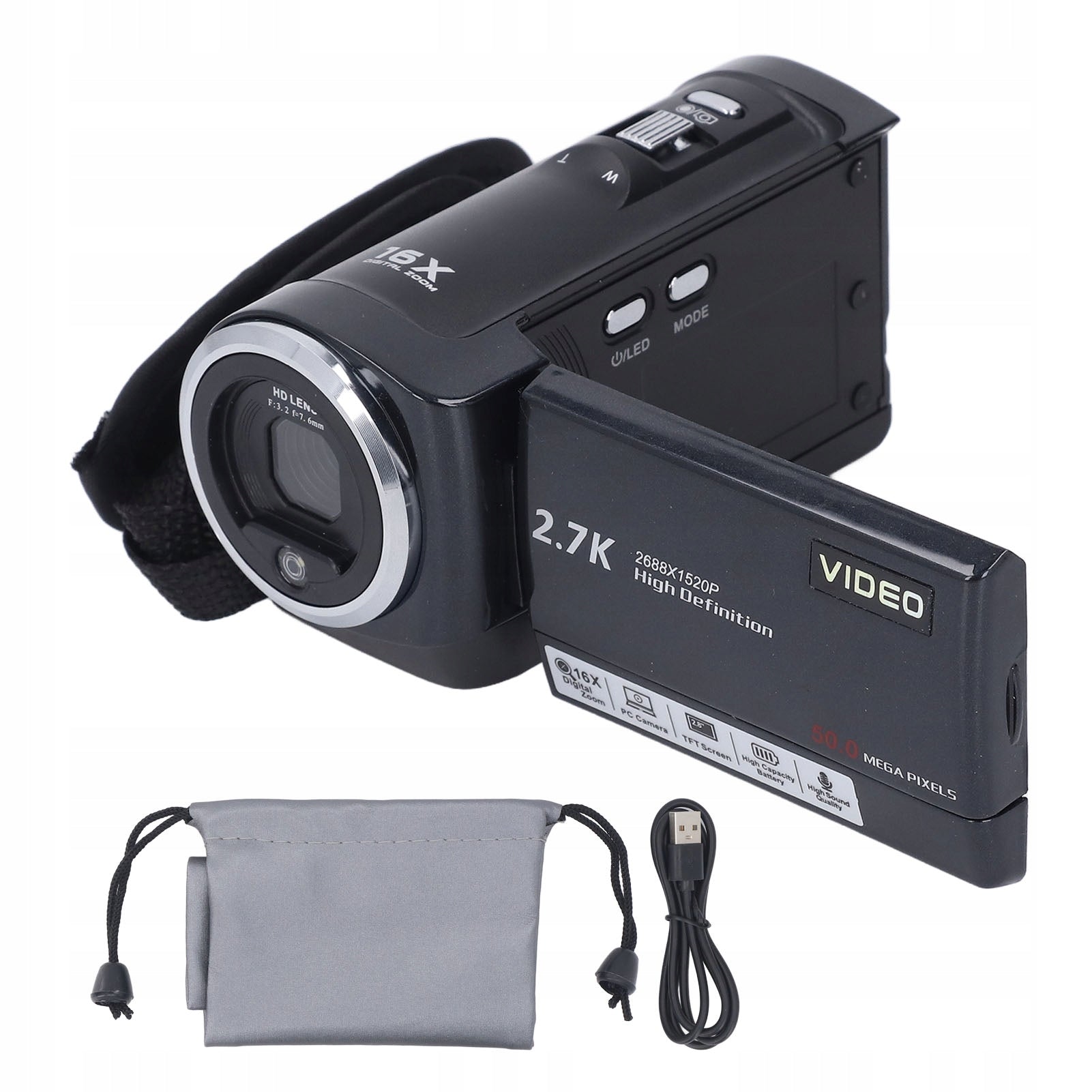 QHD 2.7K Video Camera 50mp 16x Digital Zoom Camera 270 Degree 4J Screen Brand no brand