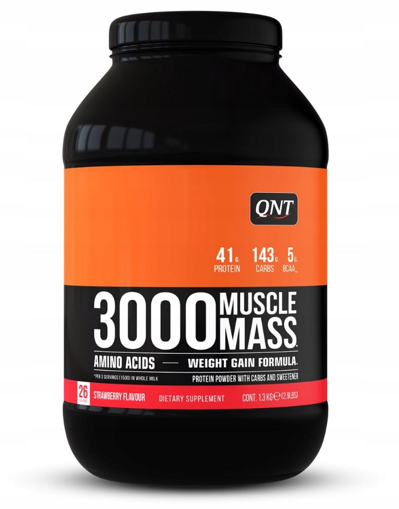 QNT Muscle Mass 3000 Gainer Muscle Mass Gain 1,3kg Strawberry