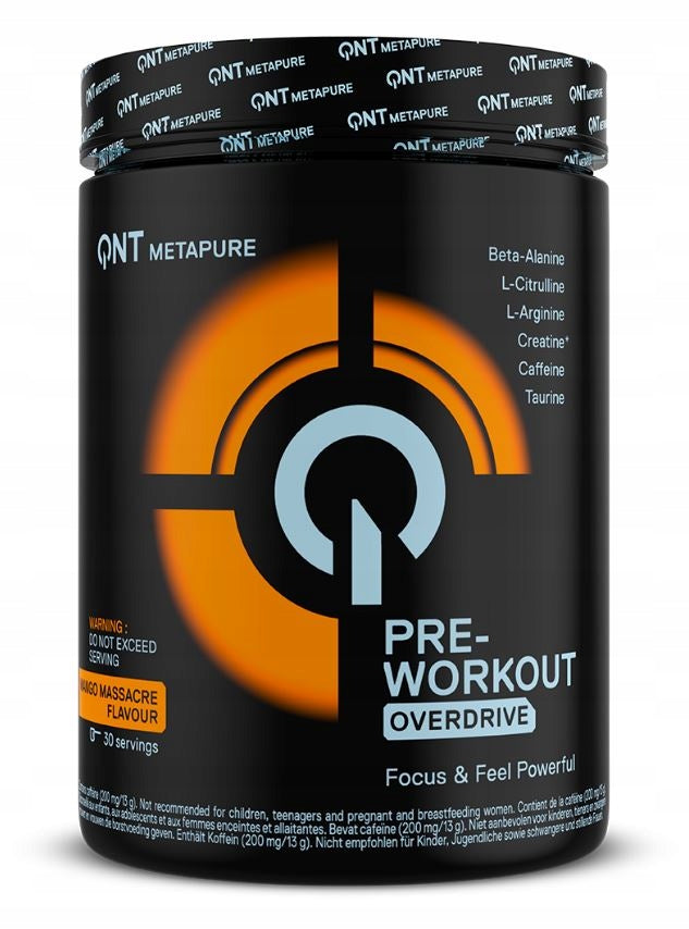 QNT Pre-Workout Overdrive Pre-Workout Strength Pump Before Workout 390g