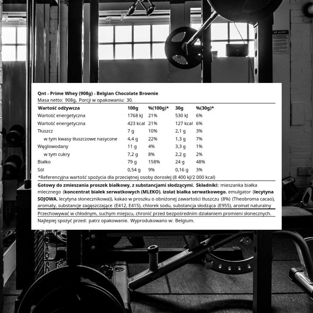 QNT Prime Whey (908g) Belgian Chocolate Brownie Packaging status original