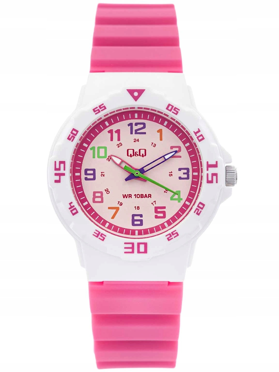 QQ WATCH VR19J012Y FOR GIRL PINK CLEAR FOR LEARNING CLOCK 10BAR Brand Q&Q