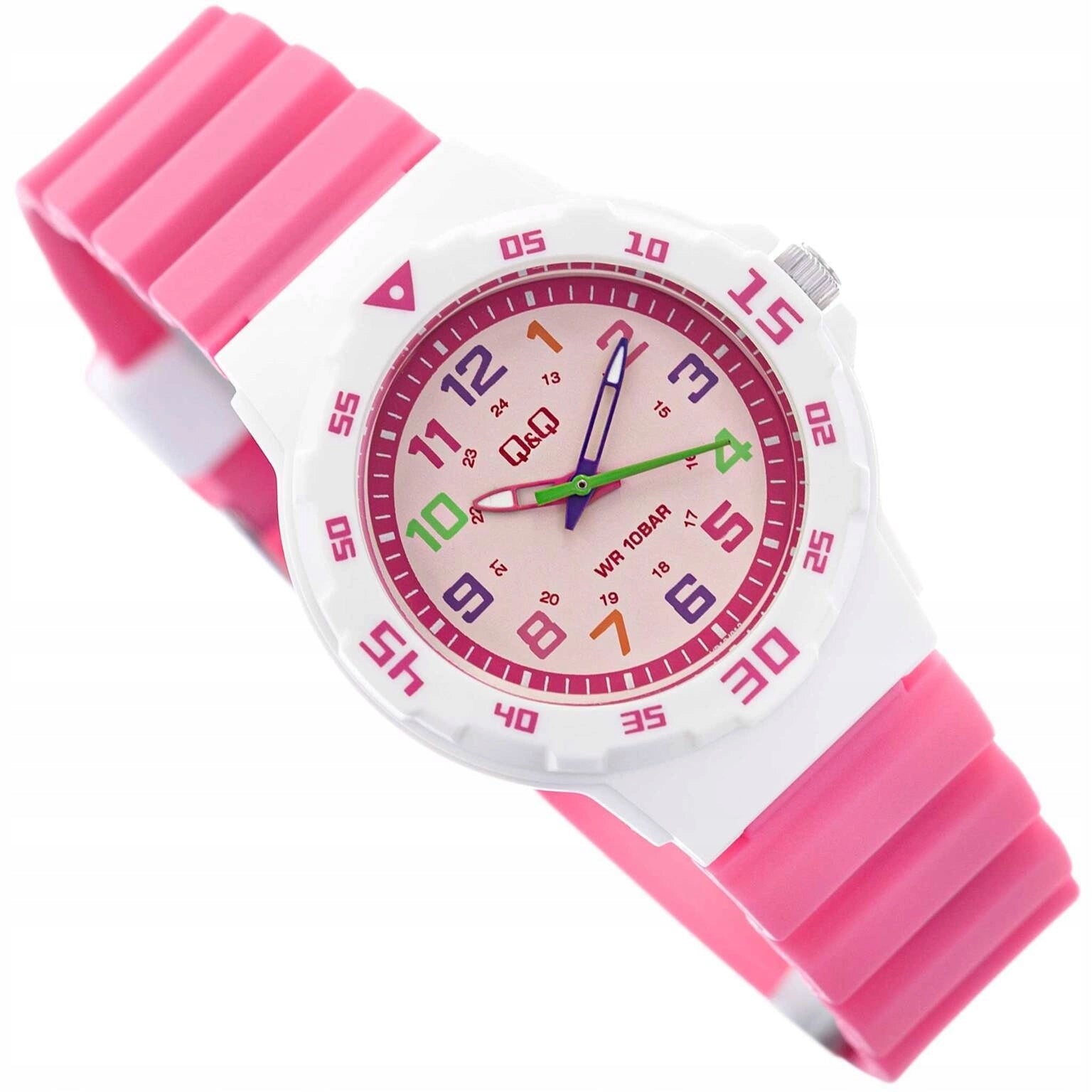 QQ WATCH VR19J012Y FOR GIRL PINK CLEAR FOR LEARNING CLOCK 10BAR