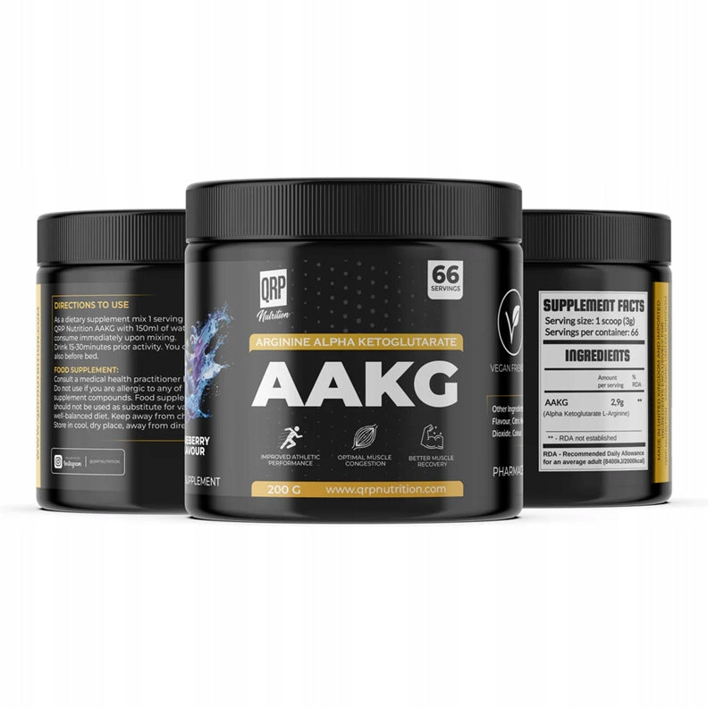 QRP Nutrition AAKG 200g arginine supplement flavor Blueberry