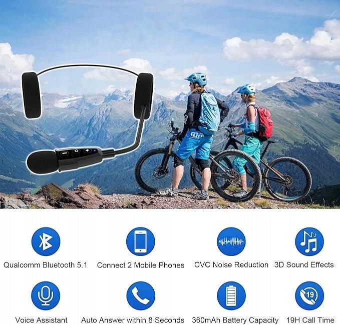 QSPORTPEAK E1+ Headset Helmet Bluetooth 5.1 Noise Reduction 19H Model E1+