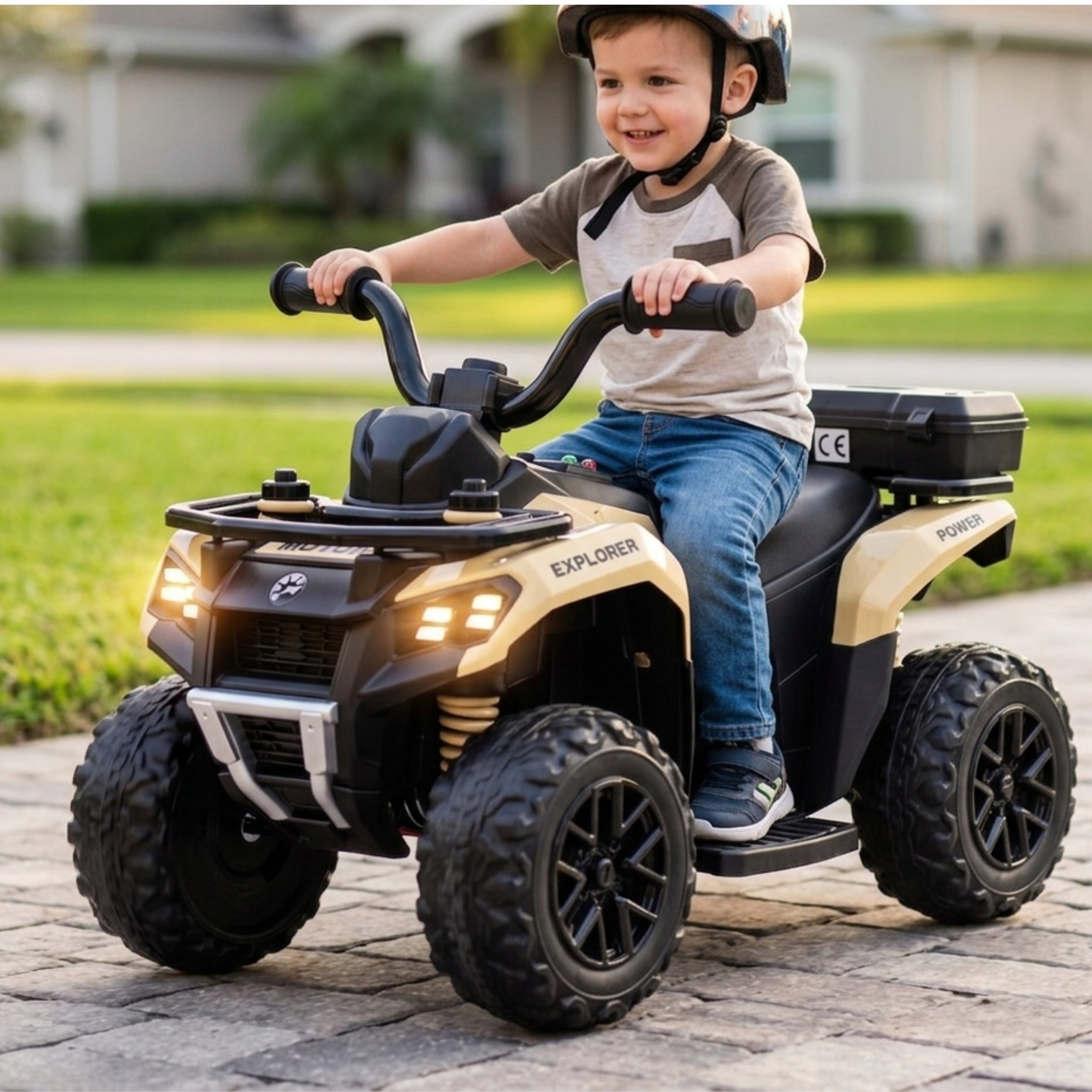 QUAD FOR CHILDREN ELECTRIC BATTERY KHAKI CAR Packaging status original