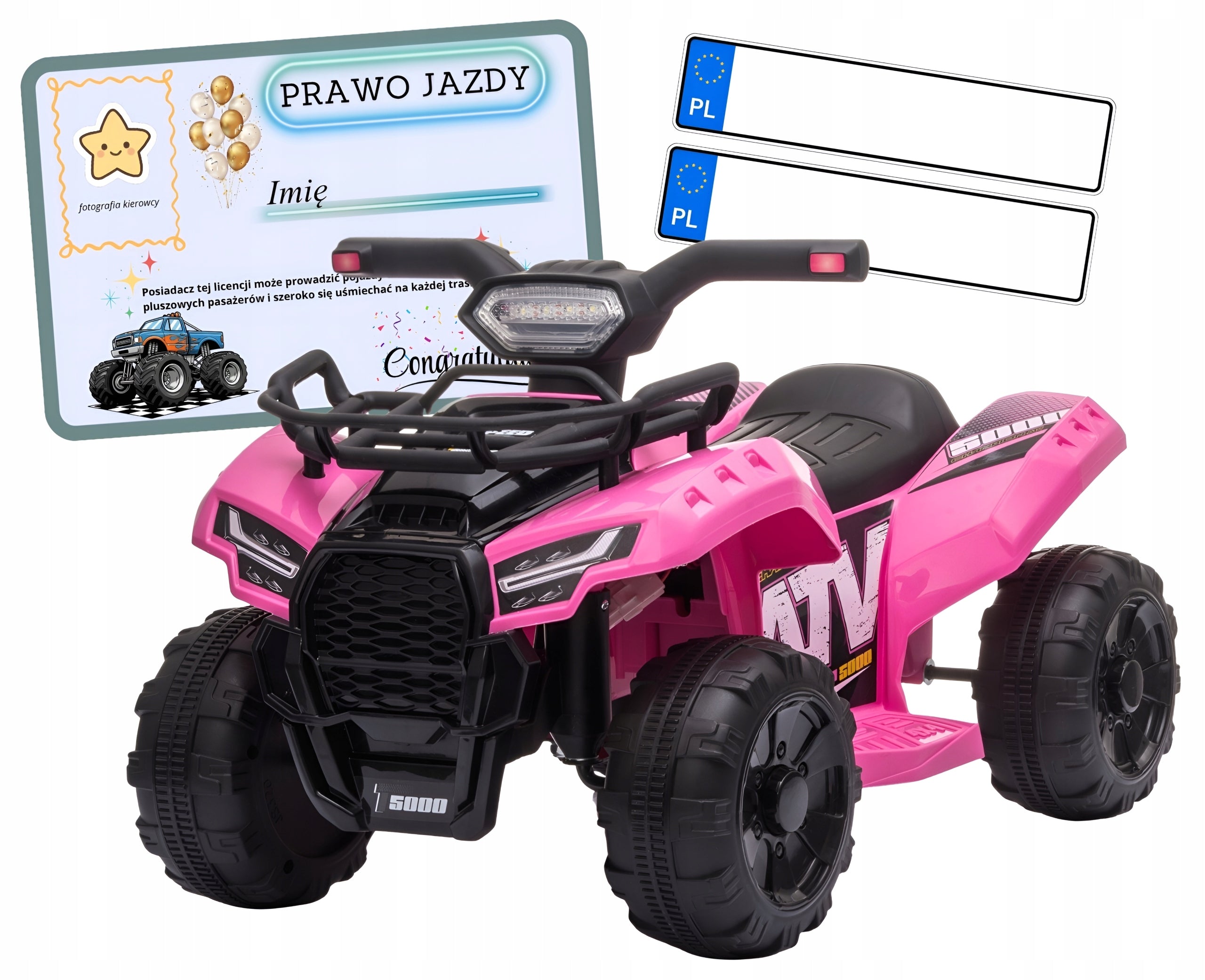 QUAD battery-operated GIFT vehicle children LED lights music ATV pink