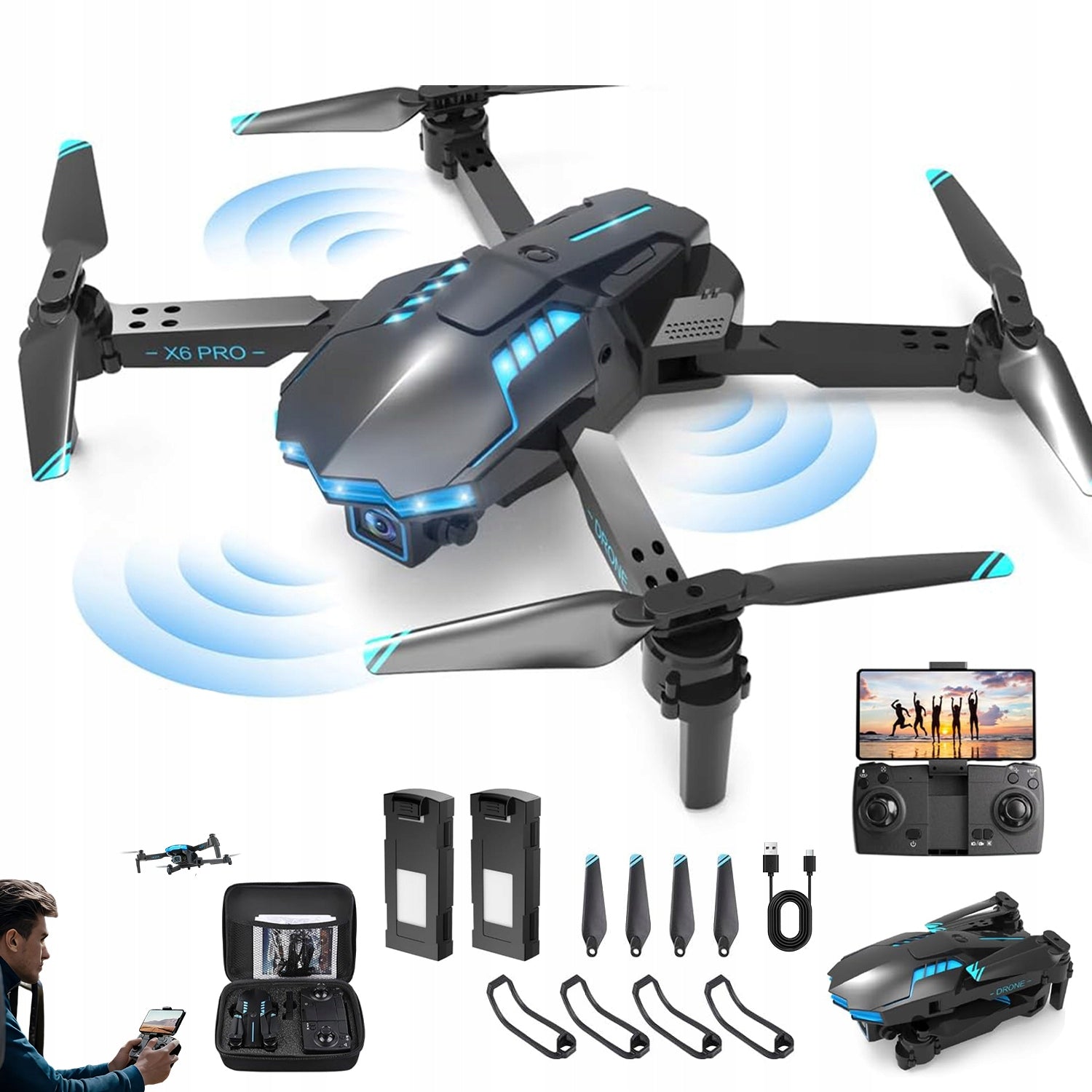 QUADCOPTER DRONE WITH 1080P CAMERA ALTITUDE MAINTENANCE FUNCTION
