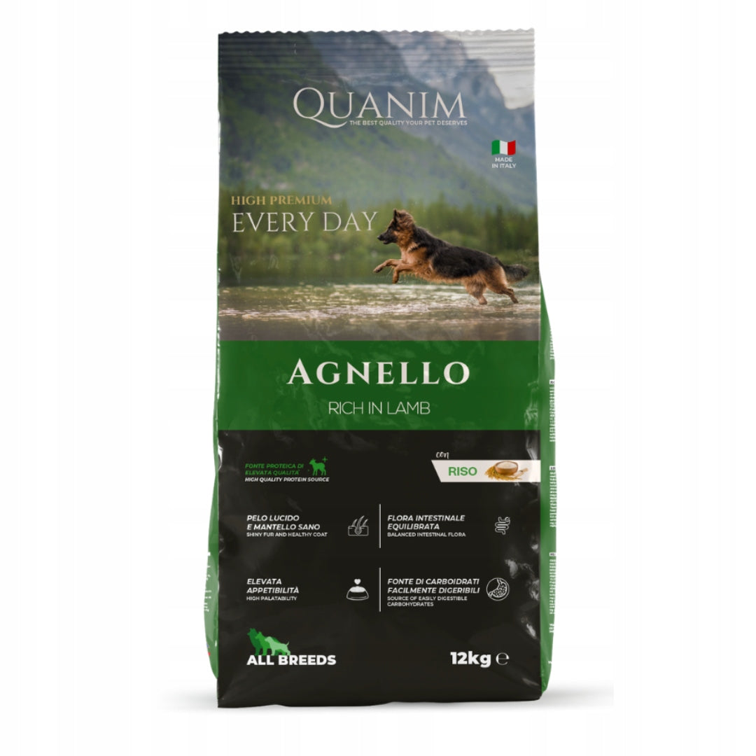 QUANIM LAMB RICE 12KG FEED SHEEPDOG LAMBRADOR HUSKY BEAGLE AMSTAFF Packaging status original