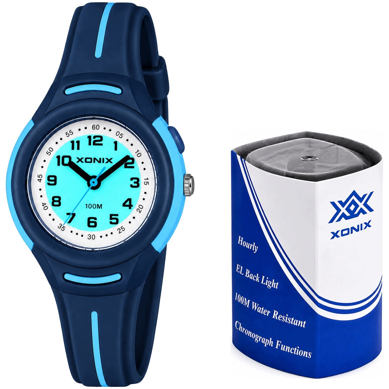 QUARTZ WATCH FOR CHILDREN XONIX AAD-005 ANALOG WATERPROOF NAVY BLUE