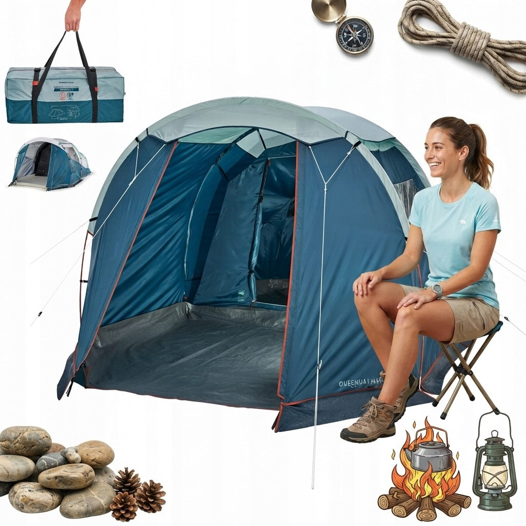 QUECHUA ARPENAZ 4.1 CAMPING TENT FOR 4 PEOPLE WITH VESTIBULE