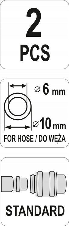 QUICK COUPLER M FOR HOSE 6X10mm 2 PIECES Manufacturer code YT-24103