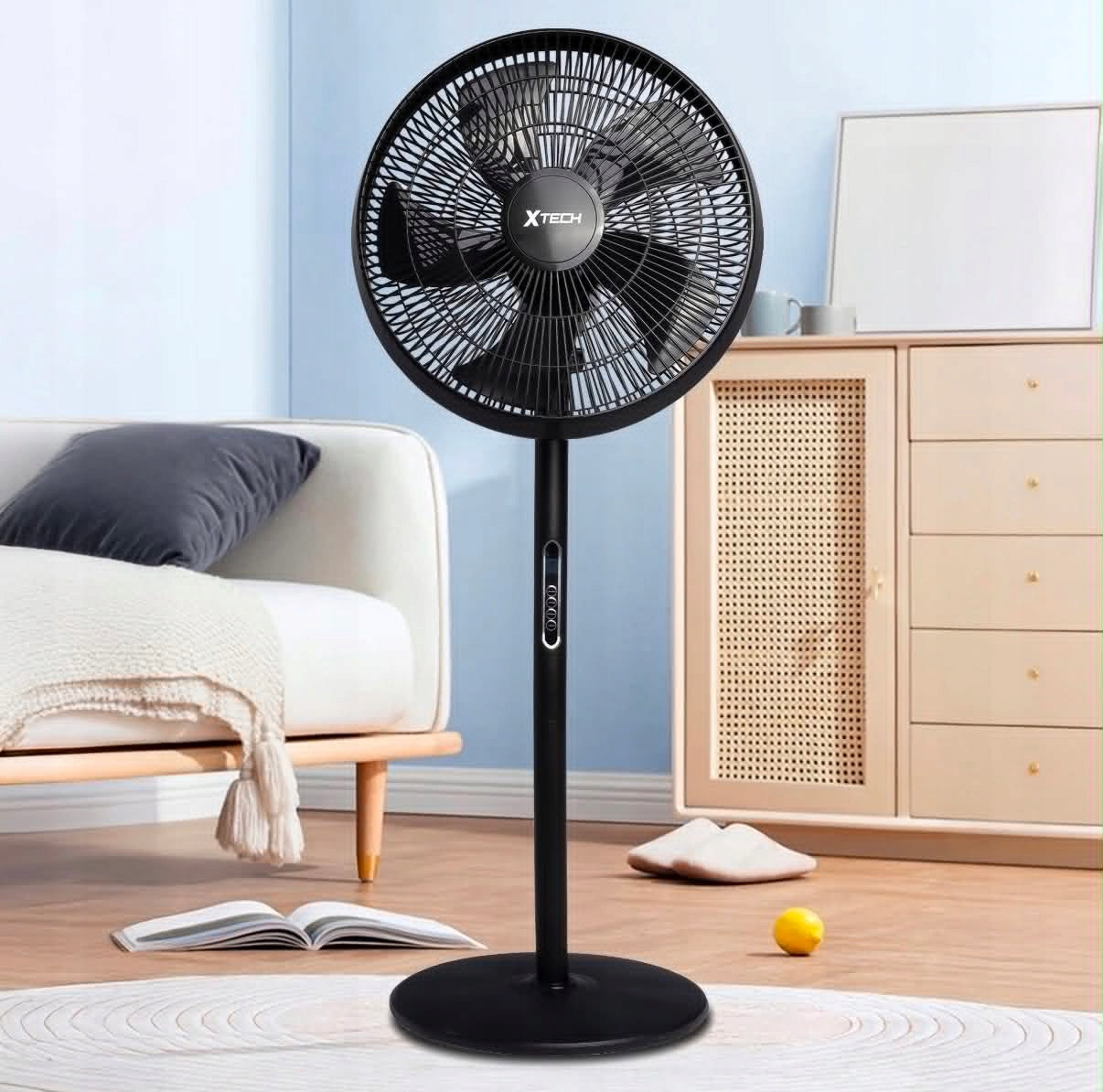 QUIET STANDING FAN WITH REMOTE CONTROL 8 GEARS POWERFUL WINDMILL FOR BEDROOM HOME Model SDH302