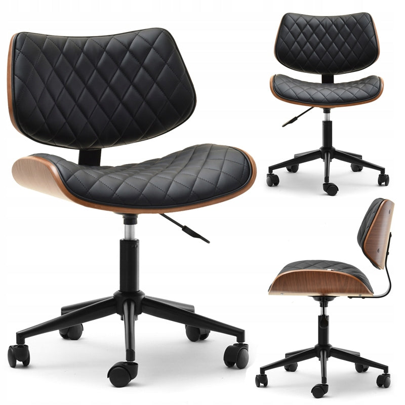 QUILTED OFFICE CHAIR WITH BLACK ECO LEATHER BRUNO ON BLACK LEG